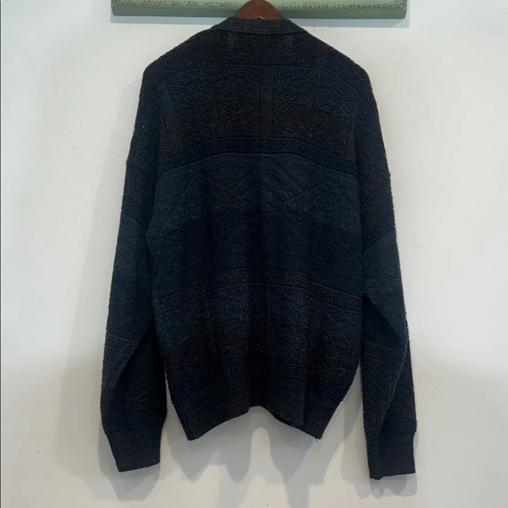 Vintage Maglificio Florence Gray Blue Slate Men's Wool Cardigan Sweater XL